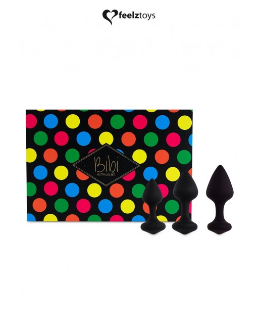 Coffret 3 Plugs Anaux - Bibi Black Coffret 3 Plugs Anaux - Bibi Black