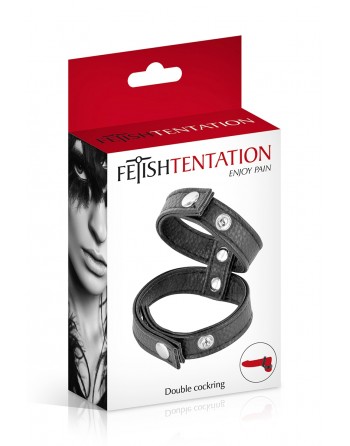 Double Cockring Similicuir - Fetish Tentation