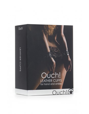 Menottes Polyvalentes en Cuir - Leather Cuffs - Noir - Ouch!