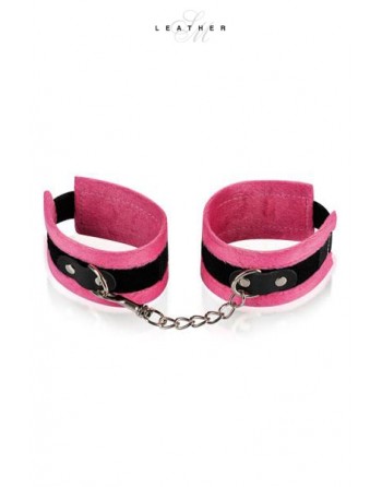 Menottes de Poignets - Rose et Noir - Leather SM