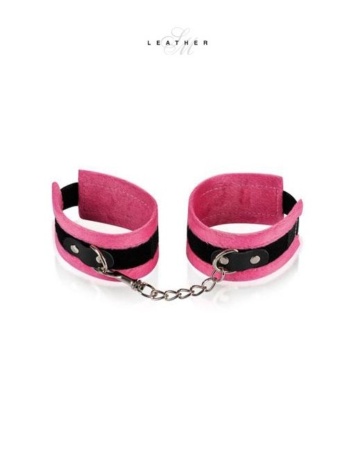 Menottes de Poignets - Rose et Noir - Leather SM