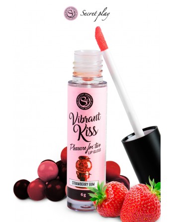 Gloss sexe vibrant chewing-gum à la fraise 100% comestible - V. Kiss