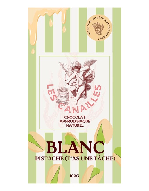 Chocolat blanc pistache - Tablette 100g - Les canailles