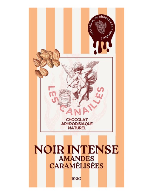 Chocolat noir amandes caramélisées - Tablette 100g - Les canailles