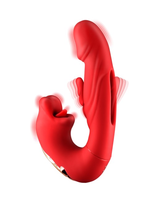 Vibromasseur rabbit 3-en-1 Kissy rouge - Yoba