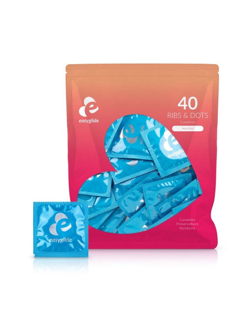40 préservatifs Ribs and Dots - EasyGlide