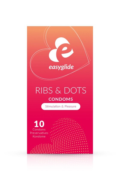 10 préservatifs Ribs and Dots - EasyGlide
