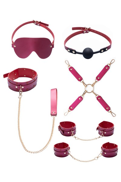 Ensemble 7 pièces Fetish SM rose -  Bad Kitty
