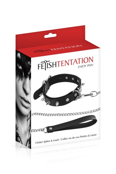 Collier à pointes  laisse - Fetish Tentation