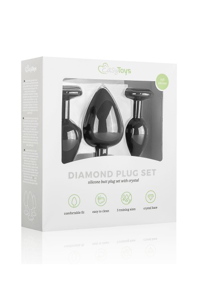 Kit entrainement 3 Butt plugs noir - Easy Toys