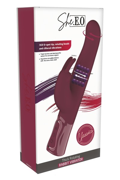 Vibro Rabbit rotatif triple stimulation XXL - She.E.O