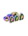 3 plugs coeur Crystal Heart métal arc-en-ciel - DIK