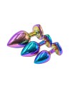 3 plugs coeur Crystal Heart métal arc-en-ciel - DIK